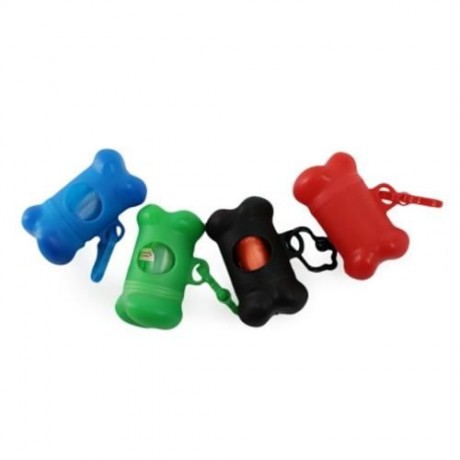 BONE SHAPE POOP BAG HOLDER CASE WITH CARABINER CLIP (GREEN)