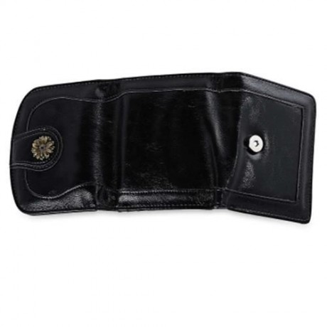 GUAPABIEN CASUAL DAISY PATTERN EMBELLISHMENT BUCKLE DESIGN LADIES CARD HOLDER WALLET (BLAC