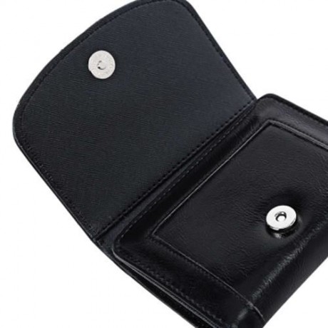 GUAPABIEN CASUAL DAISY PATTERN EMBELLISHMENT BUCKLE DESIGN LADIES CARD HOLDER WALLET (BLAC