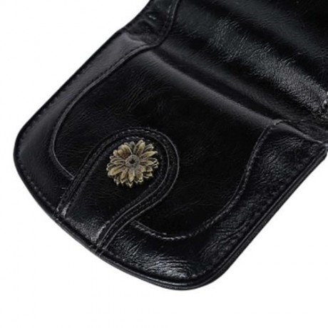 GUAPABIEN CASUAL DAISY PATTERN EMBELLISHMENT BUCKLE DESIGN LADIES CARD HOLDER WALLET (BLAC