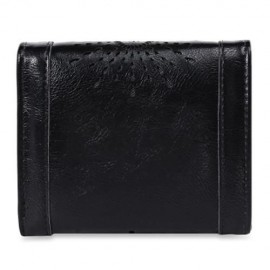 GUAPABIEN CASUAL SUN PATTERN EMBELLISHMENT HOLLOW OUT LADIES HASP WALLET (BLACK)