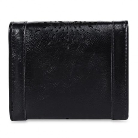 GUAPABIEN CASUAL SUN PATTERN EMBELLISHMENT HOLLOW OUT LADIES HASP WALLET (BLACK)
