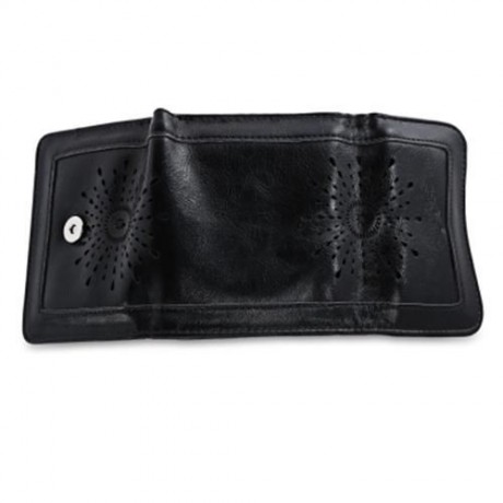 GUAPABIEN CASUAL SUN PATTERN EMBELLISHMENT HOLLOW OUT LADIES HASP WALLET (BLACK)
