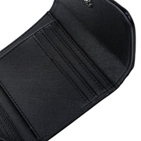 GUAPABIEN CASUAL SUN PATTERN EMBELLISHMENT HOLLOW OUT LADIES HASP WALLET (BLACK)