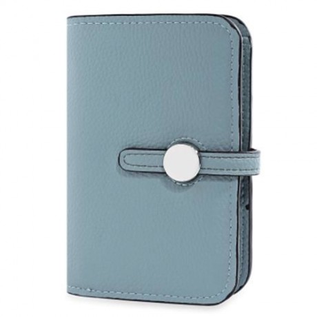 GUAPABIEN CASUAL PURE COLOR HASP ZIPPER DESIGN CARD HOLDER LADIES MINI WALLET (BLUE)