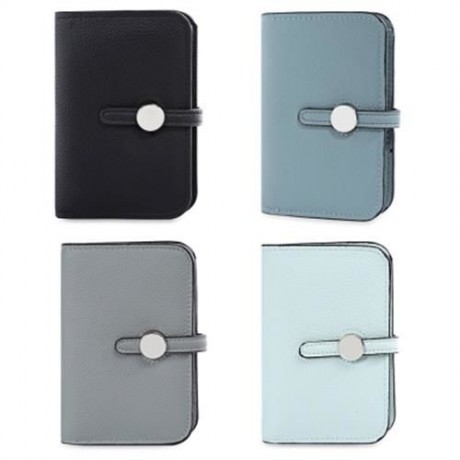 GUAPABIEN CASUAL PURE COLOR HASP ZIPPER DESIGN CARD HOLDER LADIES MINI WALLET (BLUE)