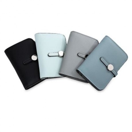 GUAPABIEN CASUAL PURE COLOR HASP ZIPPER DESIGN CARD HOLDER LADIES MINI WALLET (BLUE)