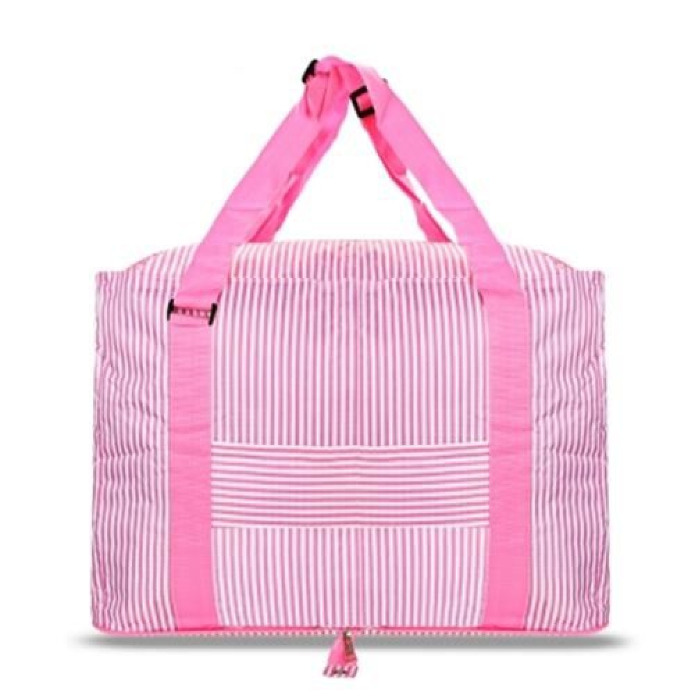 LARGE CAPACITY STRIPE STYLE STORAGE FOLDED TRAVEL BAG (PINK)