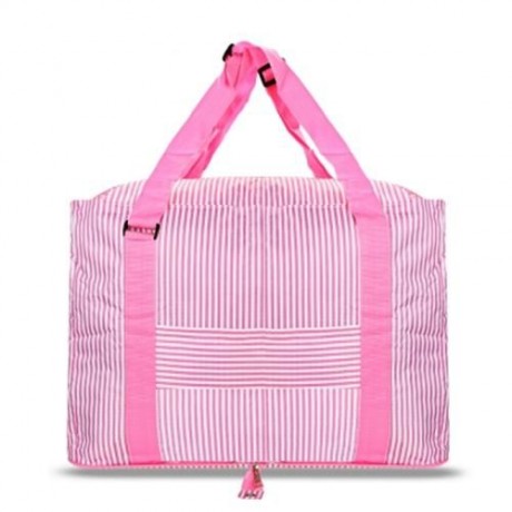 LARGE CAPACITY STRIPE STYLE STORAGE FOLDED TRAVEL BAG (PINK)
