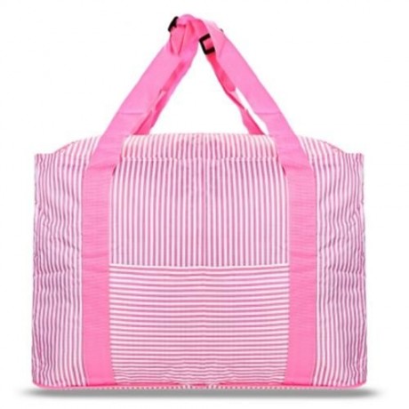 LARGE CAPACITY STRIPE STYLE STORAGE FOLDED TRAVEL BAG (PINK)