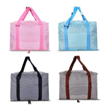 LARGE CAPACITY STRIPE STYLE STORAGE FOLDED TRAVEL BAG (LAKE BLUE)