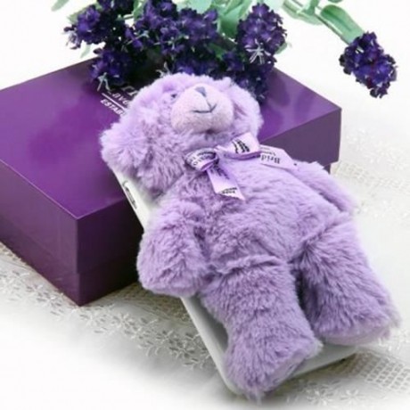 PC MATERIAL ROTATABLE LAVENDER BEAR BACK COVER CASE FOR IPHONE 6 PLUS - 5.5 INCHES (WHITE)
