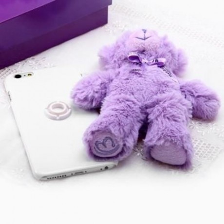PC MATERIAL ROTATABLE LAVENDER BEAR BACK COVER CASE FOR IPHONE 6 PLUS - 5.5 INCHES (WHITE)