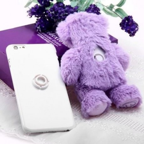 PC MATERIAL ROTATABLE LAVENDER BEAR BACK COVER CASE FOR IPHONE 6 PLUS - 5.5 INCHES (WHITE)