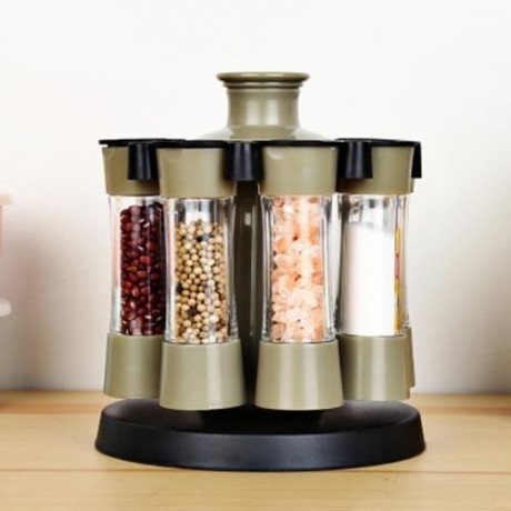 8PCS PLASTIC ROTARY SAUCE SPICE SEASONING BOTTLE BOX (COLORMIX)