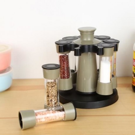 8PCS PLASTIC ROTARY SAUCE SPICE SEASONING BOTTLE BOX (COLORMIX)