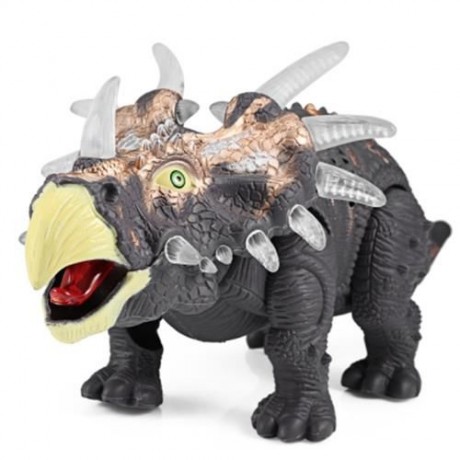 RONGKAI KIDS SIMULATION TRICERATOPS MODEL WITH LIGHT MUSIC (DEEP GRAY)