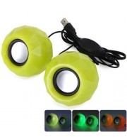 POPUPINE M01 2PCS USB POWERED LED SHINING SPEAKER FOR MOBILE PHONE PC (YELLOW)