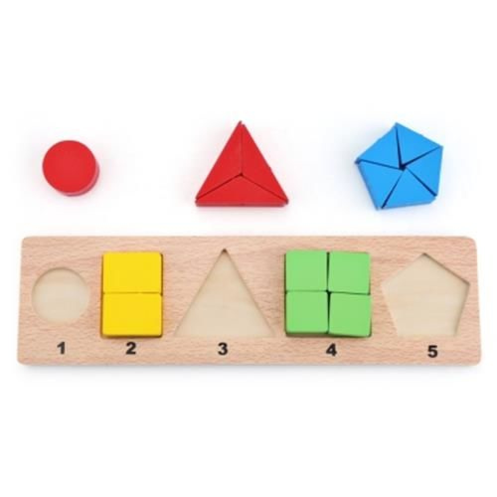 MUWANZI KIDS 3D WOODEN BUILDING BLOCK GEOMETRY MATCH TOY (COLORMIX)