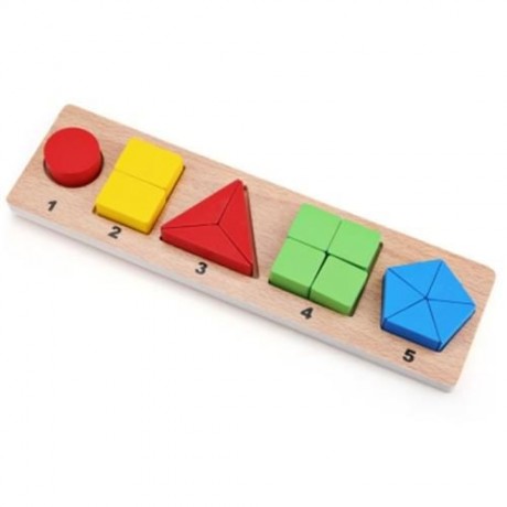 MUWANZI KIDS 3D WOODEN BUILDING BLOCK GEOMETRY MATCH TOY (COLORMIX)