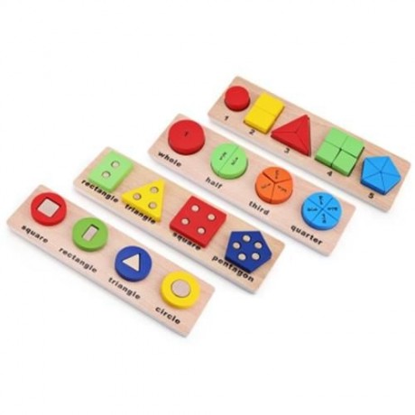 MUWANZI KIDS 3D WOODEN BUILDING BLOCK GEOMETRY MATCH TOY (COLORMIX)