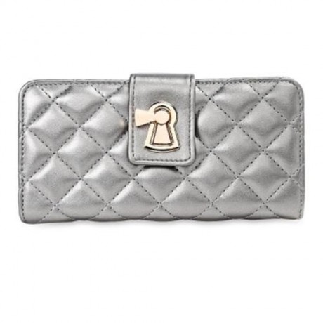 STYLISH RHOMBUS PATTERN TASSEL DECORATION LADIES CARD HOLDER BUCKLE WALLET (CHAMPAGNE)