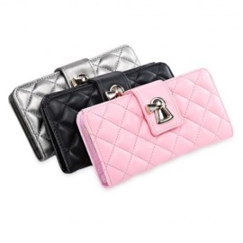 STYLISH RHOMBUS PATTERN TASSEL DECORATION LADIES CARD HOLDER BUCKLE WALLET (CHAMPAGNE)