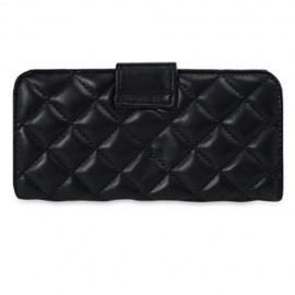 STYLISH RHOMBUS PATTERN TASSEL DECORATION LADIES CARD HOLDER BUCKLE WALLET (BLACK)