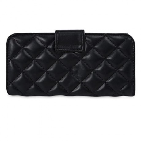 STYLISH RHOMBUS PATTERN TASSEL DECORATION LADIES CARD HOLDER BUCKLE WALLET (BLACK)