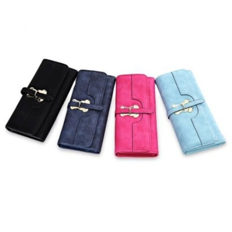 GUAPABIEN CASUAL BEAR PATTERN HASP DESIGN LADIES LARGE STORAGE WALLET (LIGHT BLUE)