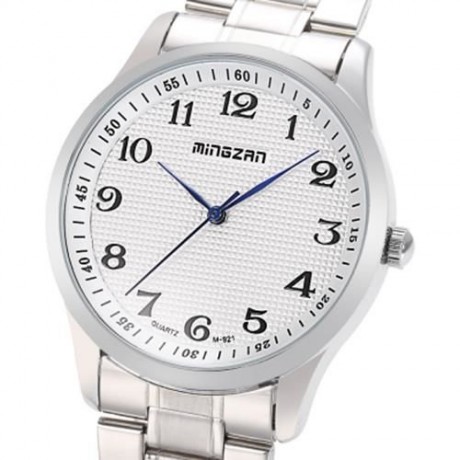 MINGZAN M - 921 MALE QUARTZ STAINLESS STEEL BAND WATCH (STEEL BAND WHITE DIAL)
