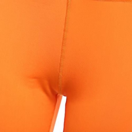 WOMEN SPORTS YOGA FITNESS RUNNING ELASTIC TIGHTS SLIM PANTS (BLACK AND ORANGE)