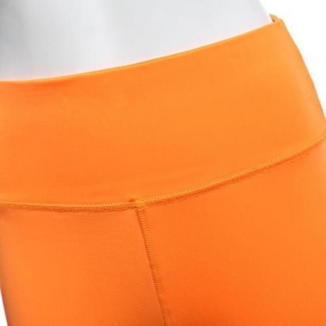 WOMEN SPORTS YOGA FITNESS RUNNING ELASTIC TIGHTS SLIM PANTS (BLACK AND ORANGE)
