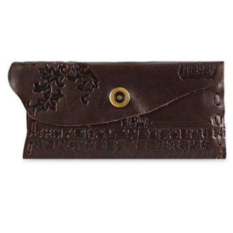 CHINESE CHARACTERS DESIGN UNISEX SNAP FASTENER WALLET (COFFEE)