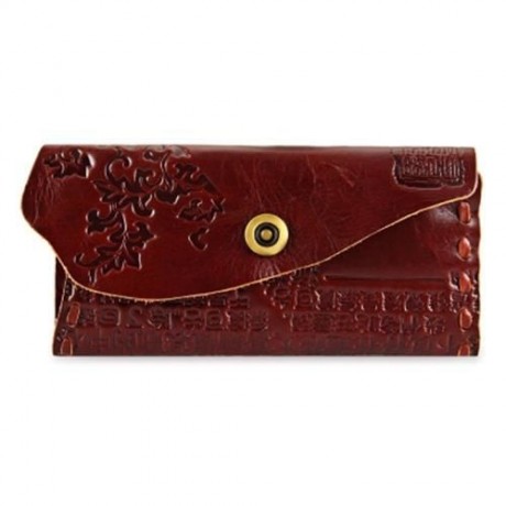 CHINESE CHARACTERS DESIGN UNISEX SNAP FASTENER WALLET (DARK AUBURN)