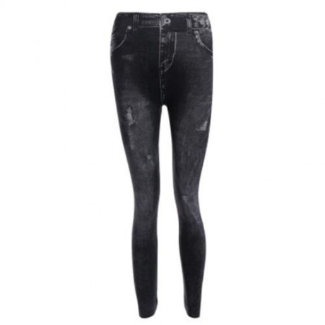 CASUAL HIGH WAIST RIPPED SKINNY WOMEN JEANS (BLACK)