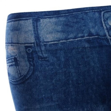 STYLISH MID WAIST PATCHED SKINNY WOMEN JEANS (BLUE)