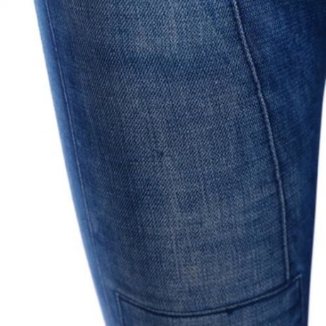STYLISH MID WAIST PATCHED SKINNY WOMEN JEANS (BLUE)