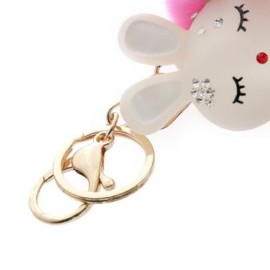 FASHION ALLOY DIAMOND CUTE RABBIT PLUSH KEYCHAIN