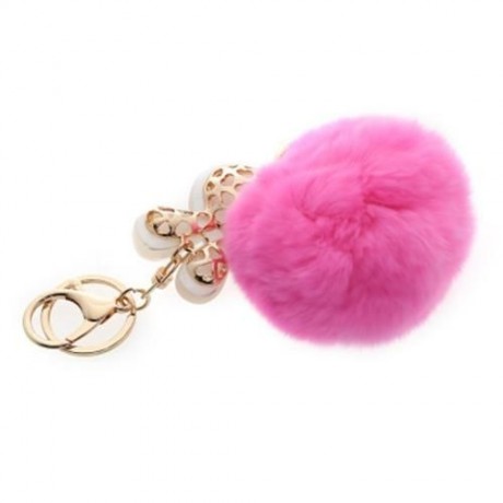 FASHION ALLOY DIAMOND CUTE RABBIT PLUSH KEYCHAIN
