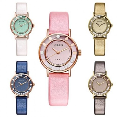 JULIUS JA - 927 WOMEN FLOWING BEAD DIAL QUARTZ WATCH (WHITE)