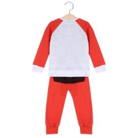 YUEYUEMAO CHILD CASUAL COLOR BLOCK COTTON ANIMAL TWINSET (RED ORANGE)