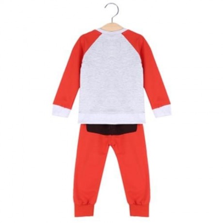 YUEYUEMAO CHILD CASUAL COLOR BLOCK COTTON ANIMAL TWINSET (RED ORANGE)