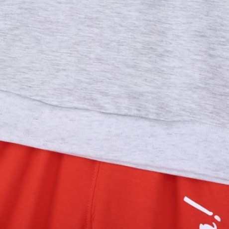 YUEYUEMAO CHILD CASUAL COLOR BLOCK COTTON ANIMAL TWINSET (RED ORANGE)