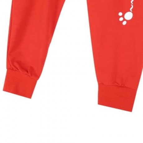 YUEYUEMAO CHILD CASUAL COLOR BLOCK COTTON ANIMAL TWINSET (RED ORANGE)