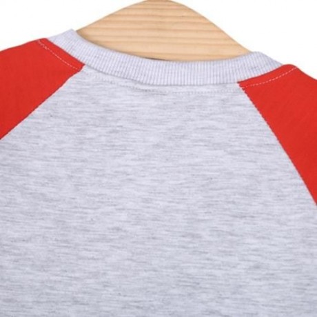 YUEYUEMAO CHILD CASUAL COLOR BLOCK COTTON ANIMAL TWINSET (RED ORANGE)