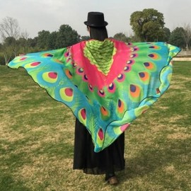 CHIFFON PEACOCK FEATHER PASHMINA SCARF CAPE (TUTTI FRUTTI)