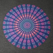 TRIBAL BIKINI BOHO SWIMWEAR ARAB PRINT CHIFFON ROUND BEACH DECOR THROW SCARF (CADETBLUE)