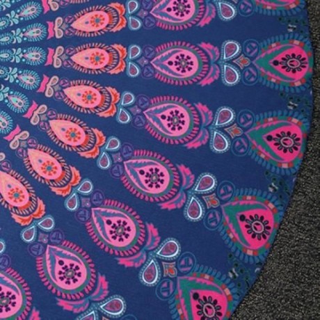TRIBAL BIKINI BOHO SWIMWEAR ARAB PRINT CHIFFON ROUND BEACH DECOR THROW SCARF (CADETBLUE)