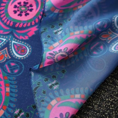 TRIBAL BIKINI BOHO SWIMWEAR ARAB PRINT CHIFFON ROUND BEACH DECOR THROW SCARF (CADETBLUE)